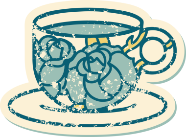 Bir bardağın ve bir insanın çizdiği çiçeklerin sembolik dövmesi.