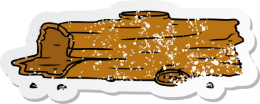 Bir insan tarafından çizilmiş ağaç kütüğünün çizilmiş, kederli bir çıkartma karalaması.