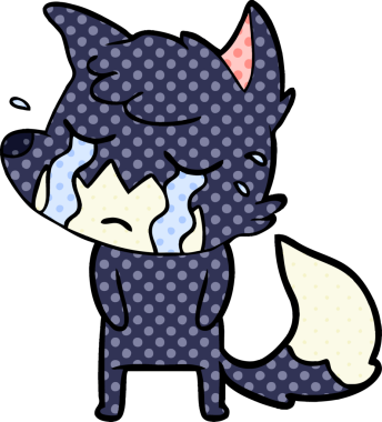 Bir insan tarafından çizilmiş ağlayan tilki çizgi filmi.