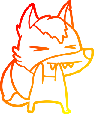 Bir insan tarafından çizilmiş kızgın bir kurt çizgi karakteri.