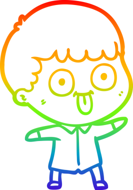 Gökkuşağı gradyan çizgi çizimi bir insan tarafından çizilmiş bir karikatür adam