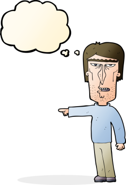 Bir insan tarafından çizilmiş düşünce baloncuğu olan bir adam.