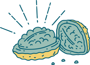 Bir insan tarafından çizilmiş geleneksel dövmeli ceviz resmi.