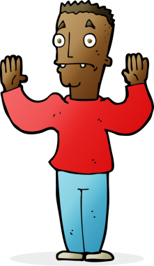 Bir insan tarafından çizilen karikatür adam teslim oluyor.