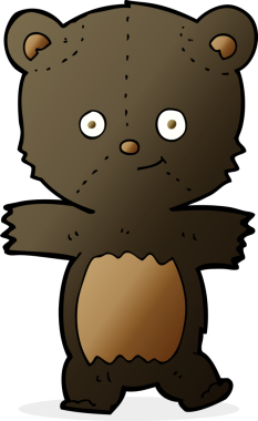 Bir insan tarafından çizilmiş sevimli çizgi film kara ayısı.