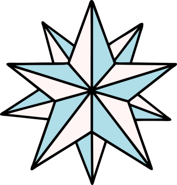 Bir insan tarafından çizilmiş geleneksel bir yıldız dövmesi.