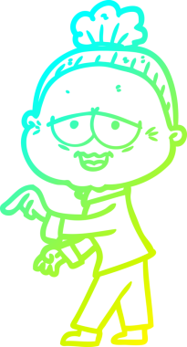 Bir insan tarafından çizilmiş, mutlu, yaşlı bir kadının çizdiği soğuk çizgi.