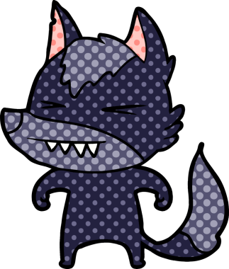 Bir insan tarafından çizilmiş kızgın kurt çizgi filmi.