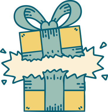 Bir insan tarafından çizilmiş bir hediyenin ikonik dövme şekli