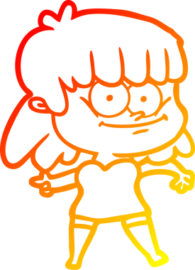 Bir insan tarafından çizilmiş gülümseyen çizgi film kızı çizimi.