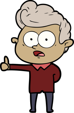 Bir insan tarafından çizilmiş çizgi film bakışlı adam.