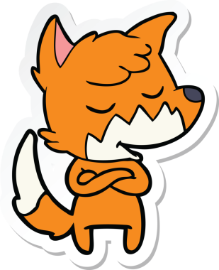 Bir insan tarafından çizilmiş dost canlısı bir tilkinin çıkartması.