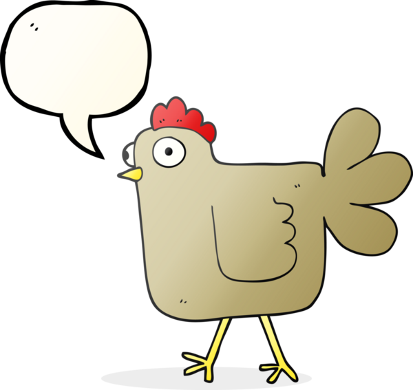 Bir insan tarafından çizilmiş serbest konuşma balonu çizgi filmi tavuğu.