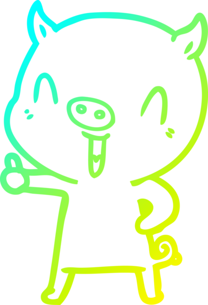 Bir insan tarafından çizilmiş mutlu çizgi film domuzu çizimi.