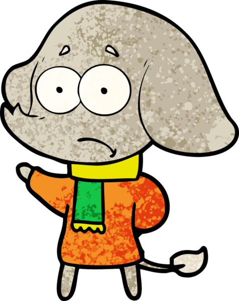 Bir insan tarafından çizilmiş eşarplı, güvenilmez bir fil.