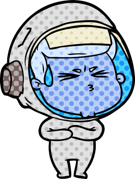 Çizgi film bir insan tarafından çizilmiş astronot.