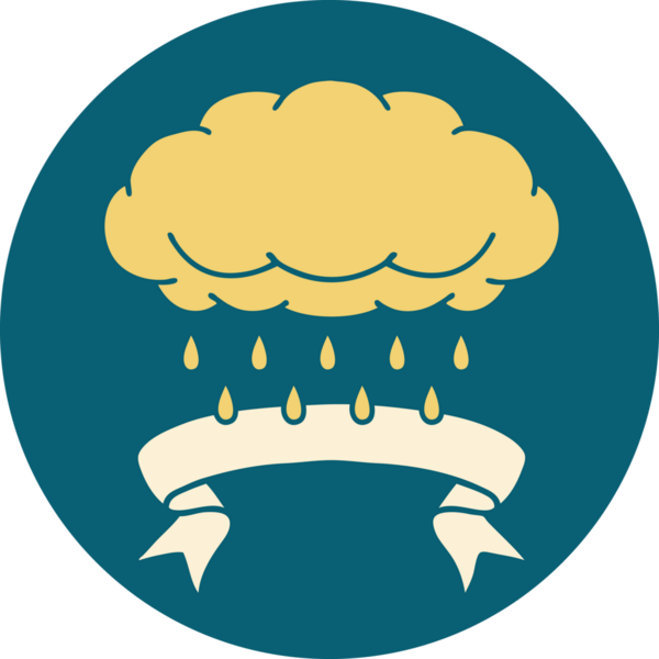 Bir insan tarafından çizilmiş yağmur bulutu pankartıyla dövme biçimi simgesi