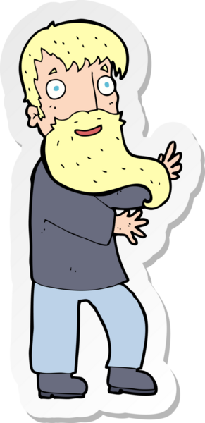 Bir insan tarafından çizilmiş heyecanlı sakallı bir adamın çıkartması.