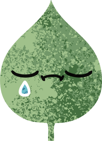 Bir insan tarafından çizilmiş dışavurumsal yaprağın retro çizim tarzı karikatürü