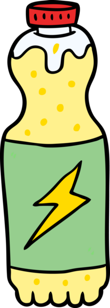 Bir insan tarafından çizilmiş karikatür soda şişesi.