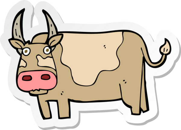 Bir insan tarafından çizilmiş bir çizgi film boğasının çıkartması.