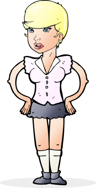 Bir insan tarafından çizilmiş kalçaları olan çizgi film kadını.