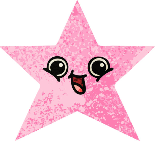 Bir insan tarafından çizilmiş yıldız balığının retro çizim tarzı karikatürü