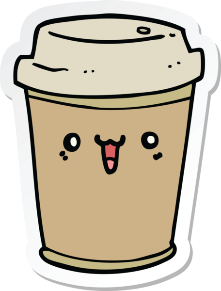 Çizgi film çıkartması. Bir insan tarafından çizilmiş kahveyi çıkar.