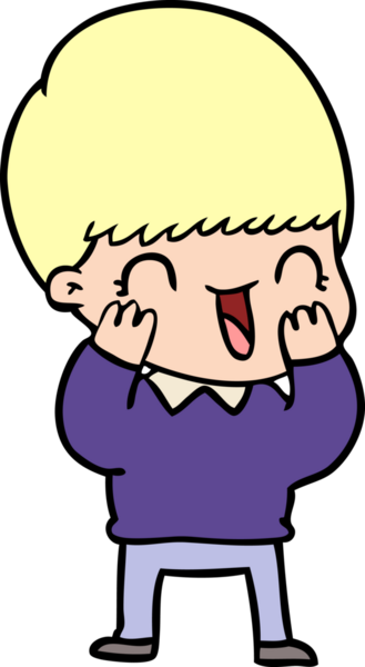 Bir insan tarafından çizilmiş mutlu çizgi film çocuğu.