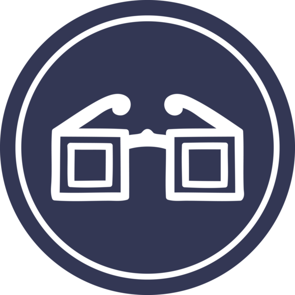 Bir insan tarafından çizilmiş kare gözlük dairesel simgesi