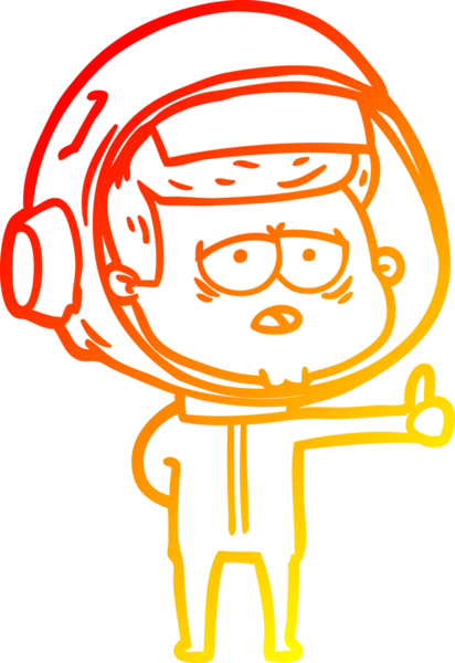 Bir insan tarafından çizilmiş, karikatür, yorgun astronot çizimi.