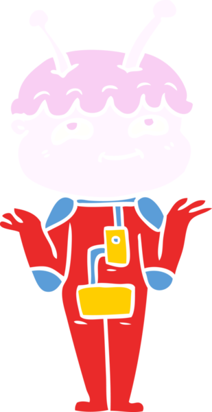 Bir insan tarafından çizilmiş düz renkli çizgi film uzay adamı.