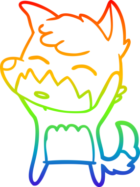 gökkuşağı gradyanı çizimi bir insan tarafından çizilmiş tilki çizgi filmi