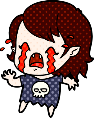 Bir insan tarafından çizilmiş ağlayan vampir kız çizgi filmi.