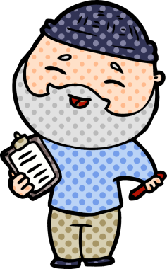 Bir insan tarafından çizilmiş mutlu sakallı bir adam.