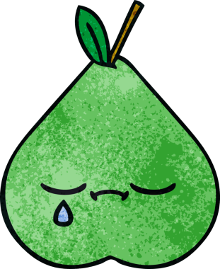 Bir insan tarafından çizilmiş yeşil armut retro grunge desen karikatürü