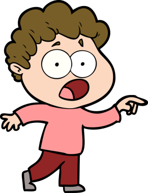 Bir insan tarafından çizilmiş bir karikatür adamı şaşkınlıkla nefes nefese kaldı.