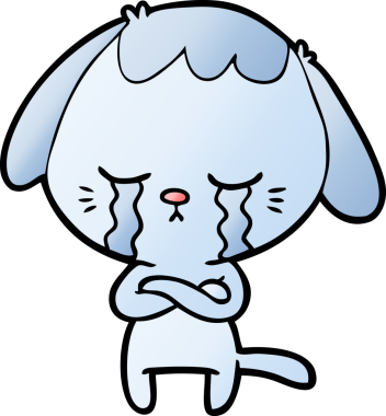 Bir insan tarafından çizilmiş şirin köpek yavrusu ağlama çizgi filmi