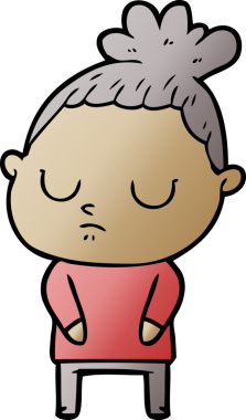 Bir insan tarafından çizilmiş sakin bir kadın çizgi filmi.