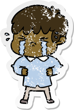 Bir insan tarafından çizilmiş ağlayan bir çocuk karikatürü.