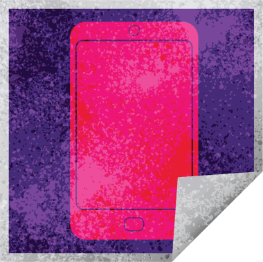 bir insan tarafından çizilmiş cep telefonu grafik kare soyma etiketi