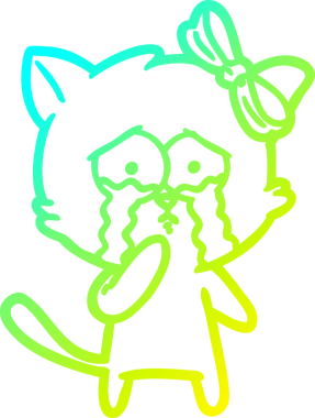 Bir insan tarafından çizilen çizgi film kedisinin soğuk gradyan çizgisi.