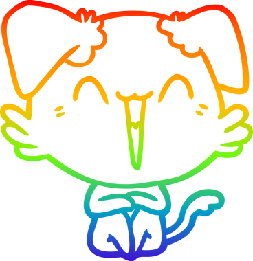 gökkuşağı gradyan çizimi bir insan tarafından çizilmiş mutlu küçük bir köpek çizgi filmi