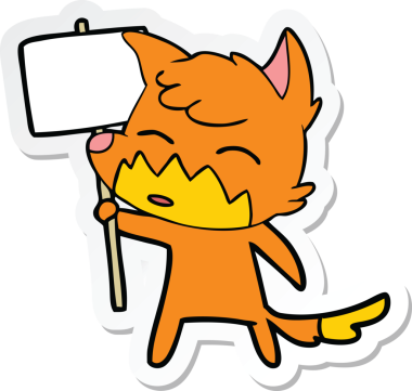 Bir insan tarafından çizilmiş bir tilkinin çıkartması.