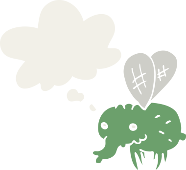 Düşünce baloncuğuyla bir insan tarafından çizilmiş karikatür uçuşu