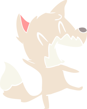 Bir insan tarafından çizilmiş gülen tilki düz renkli çizgi film.