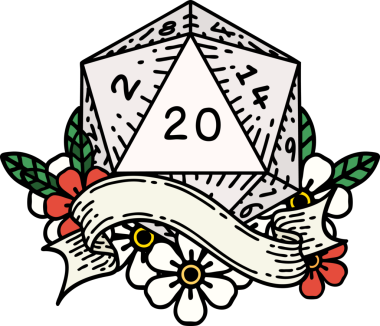 Retro Dövme Biçimi Doğal 20 D20 zar bir insan tarafından çizildi