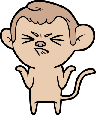Bir insan tarafından çizilmiş sinir bozucu bir maymun.