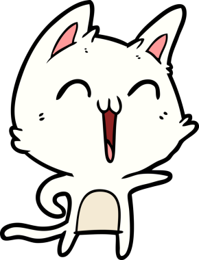 Bir insan tarafından çizilmiş mutlu çizgi film kedisi.