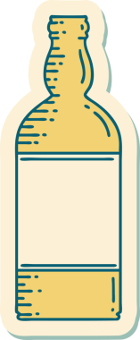 Bir insan tarafından çizilmiş geleneksel bir şişe dövmesi.